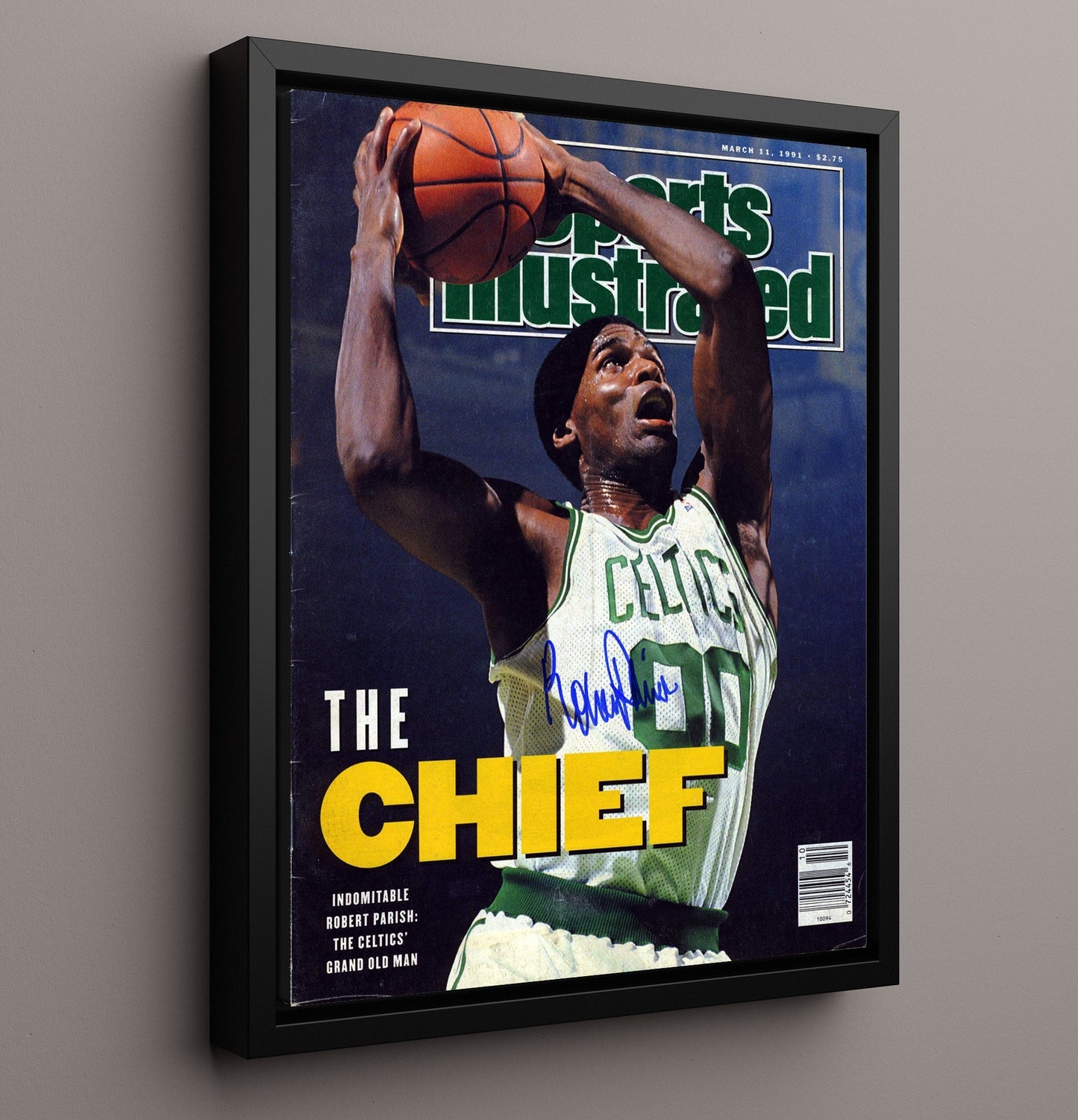 Robert Parish 1991 SI Boston The Chief Cover Feature Basketball Wall Art 16x20 Framed Canvas basketball wall art print