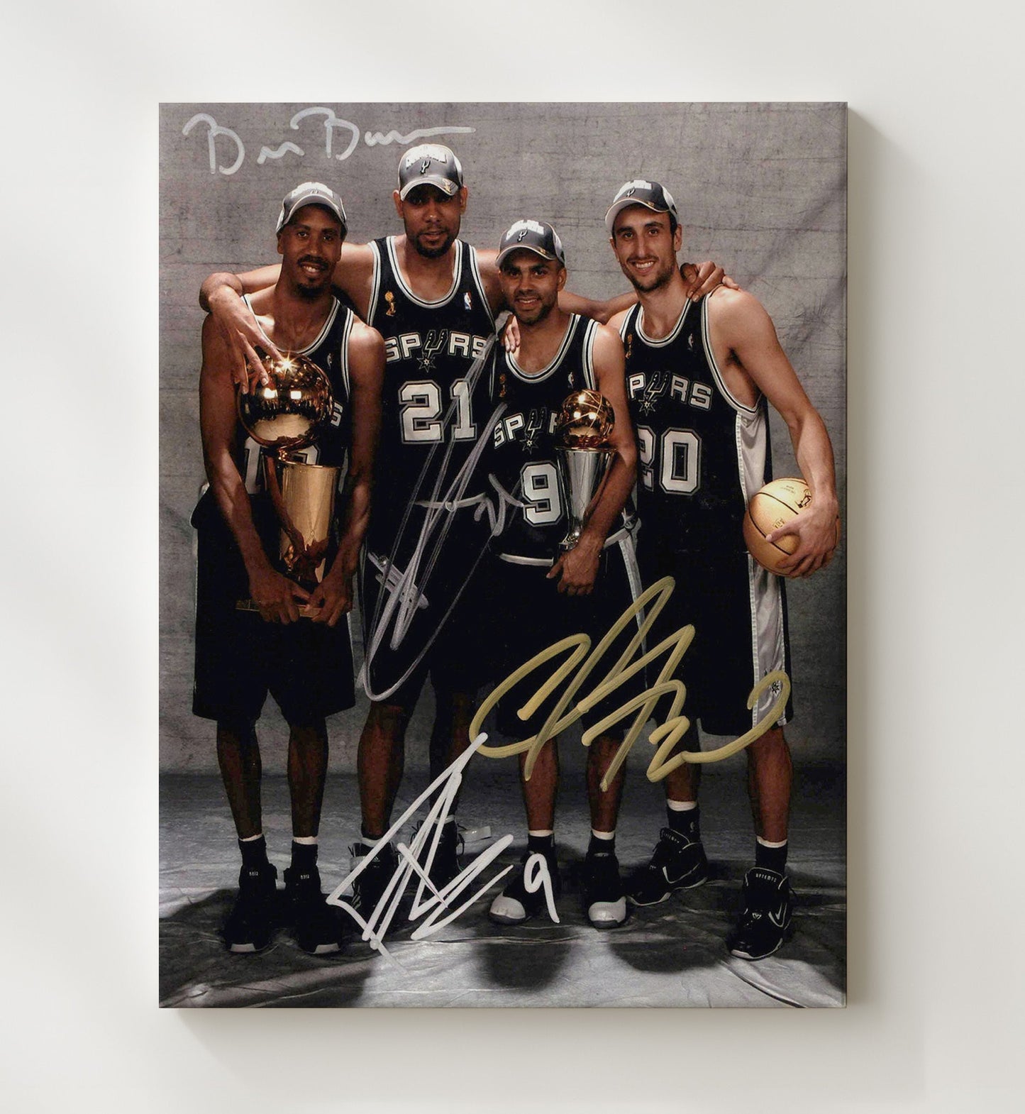 San Antonio Basketball Championship Core Trophy Portrait Spotlight basketball print - 20x24 Canvas wall art