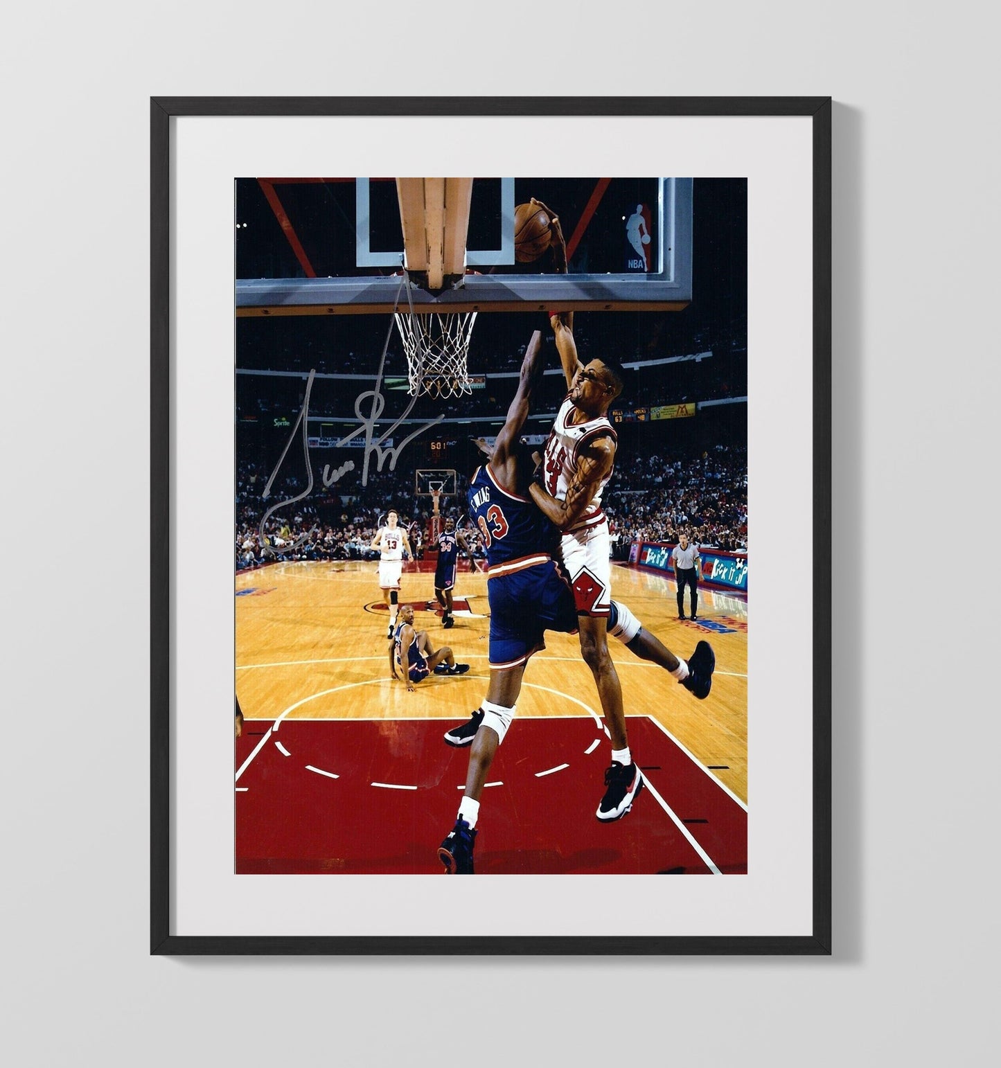 Scottie Pippen Chicago Basketball Posterized Power Over New York Spotlight Basketball Wall Art 16x20 Gallery Frame basketball wall art print
