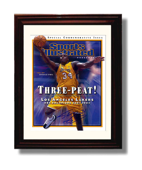 Shaquille ONeal Lakers Three Peat SI Special 2002 Basketball Wall Art 8x10 Beveled Frame basketball wall art print