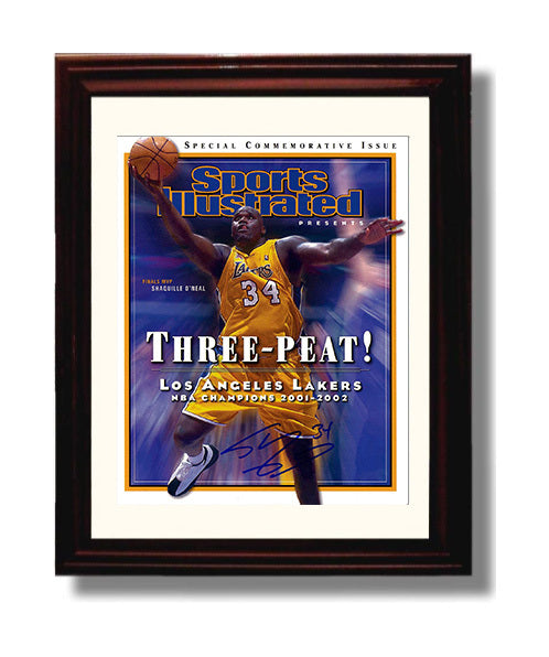 Shaquille ONeal Lakers Three Peat SI Special 2002 Basketball Wall Art 8x10 Beveled Frame basketball wall art print