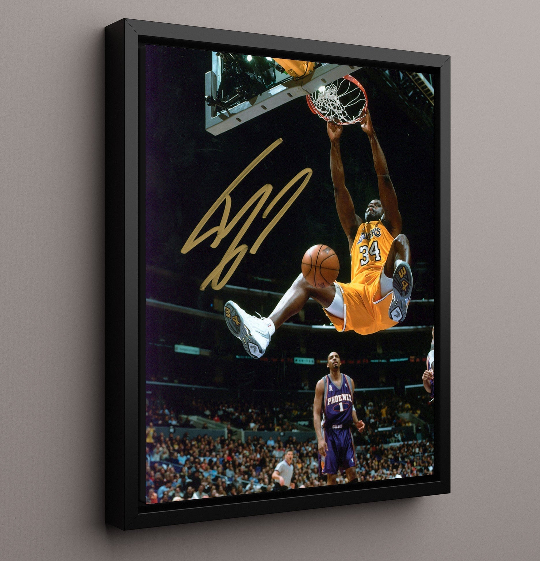 Shaquille ONeal Los Angeles Rim Rocker Diesel Slam Spotlight Basketball Wall Art 16x20 Framed Canvas basketball wall art print