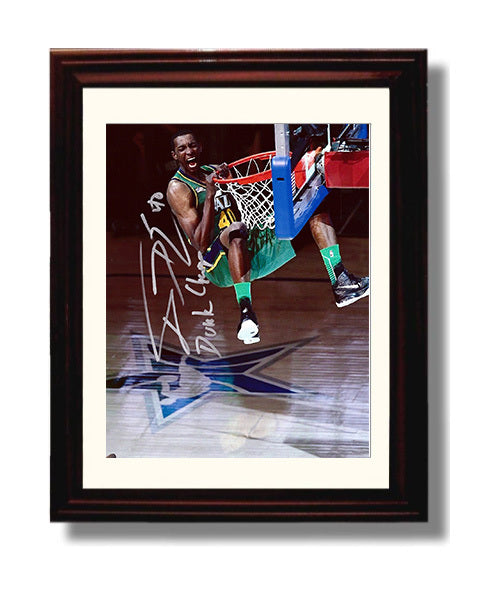 Shawn Kemp Seattle Basketball Rim Hang Power Slam Spotlight Basketball Wall Art 8x10 Beveled Frame basketball wall art print