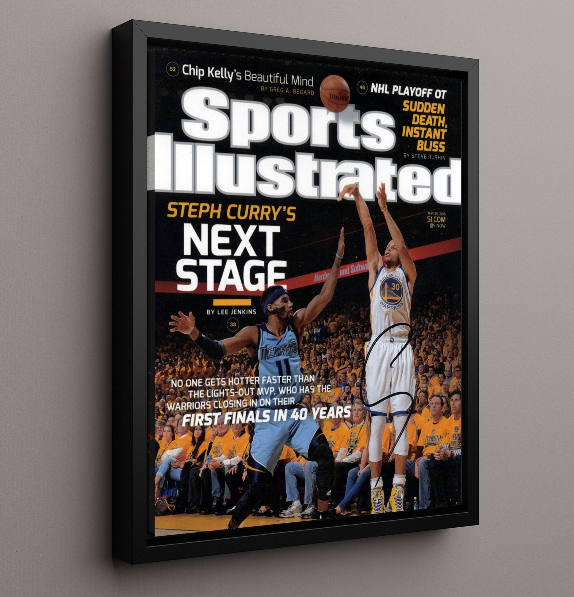 Steph Curry Next Stage Playoff Breakthrough SI Cover May 2015 basketball print - 16x20 Framed Canvas wall art