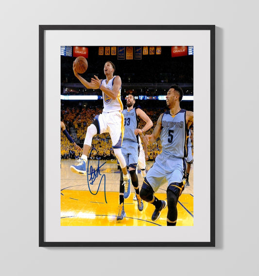 Steph Curry Warriors Finals Drive vs Memphis basketball print - 16x20 Gallery Frame wall art