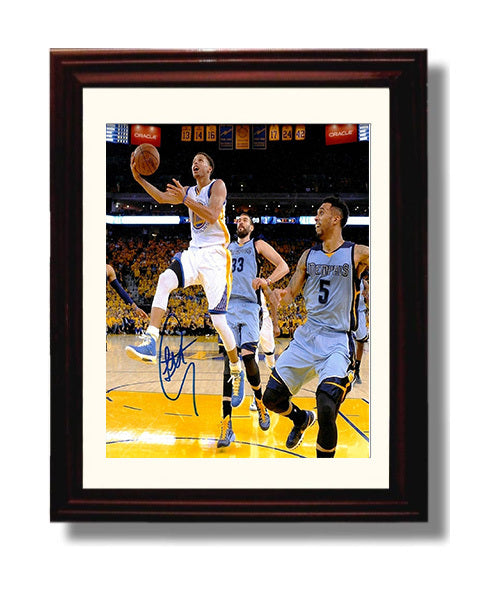 Steph Curry Warriors Finals Drive vs Memphis Basketball Wall Art 8x10 Beveled Frame basketball wall art print