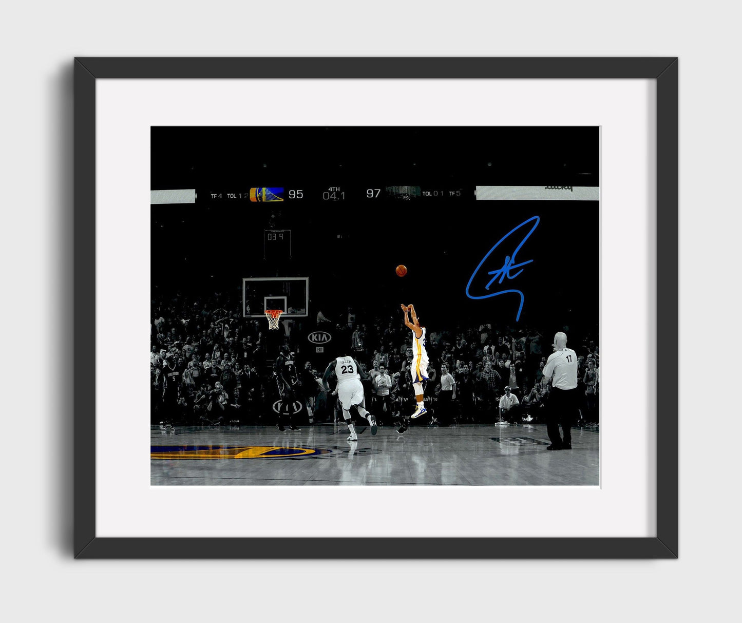 Stephen Curry Game Winning Three 4.1 Seconds Basketball Wall Art 16x20 Gallery Frame basketball wall art print