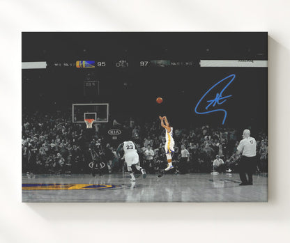 Stephen Curry Game Winning Three 4.1 Seconds Basketball Wall Art 20x24 Canvas basketball wall art print