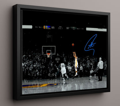 Stephen Curry Game Winning Three 4.1 Seconds Basketball Wall Art 16x20 Framed Canvas basketball wall art print