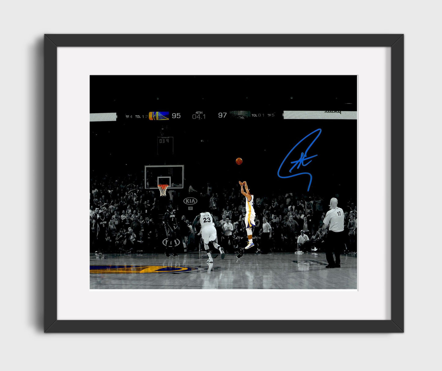 Stephen Curry Game Winning Three 4.1 Seconds basketball print - 16x20 Gallery Frame wall art