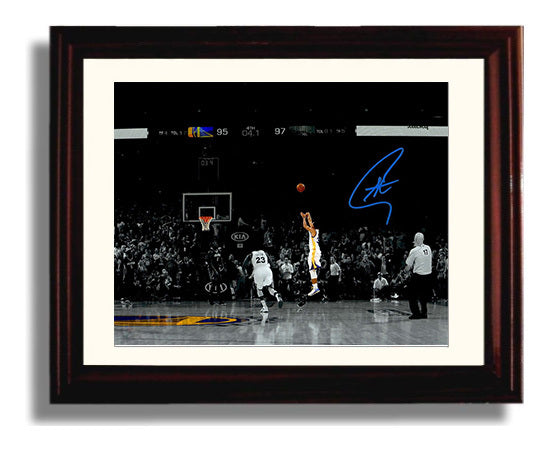 Stephen Curry Game Winning Three 4.1 Seconds Basketball Wall Art 8x10 Beveled Frame basketball wall art print