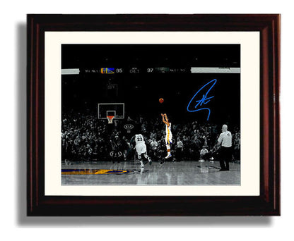 Stephen Curry Game Winning Three 4.1 Seconds Basketball Wall Art 8x10 Beveled Frame basketball wall art print
