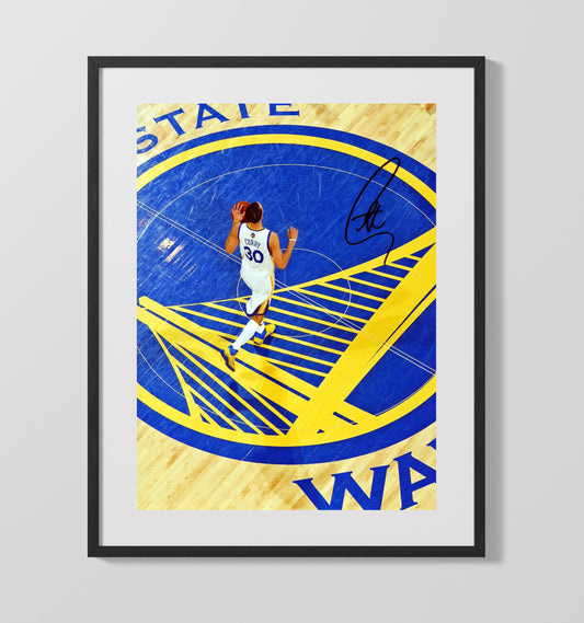 Stephen Curry Golden State Basketball Center Court Maestro Spotlight basketball print - 16x20 Gallery Frame wall art