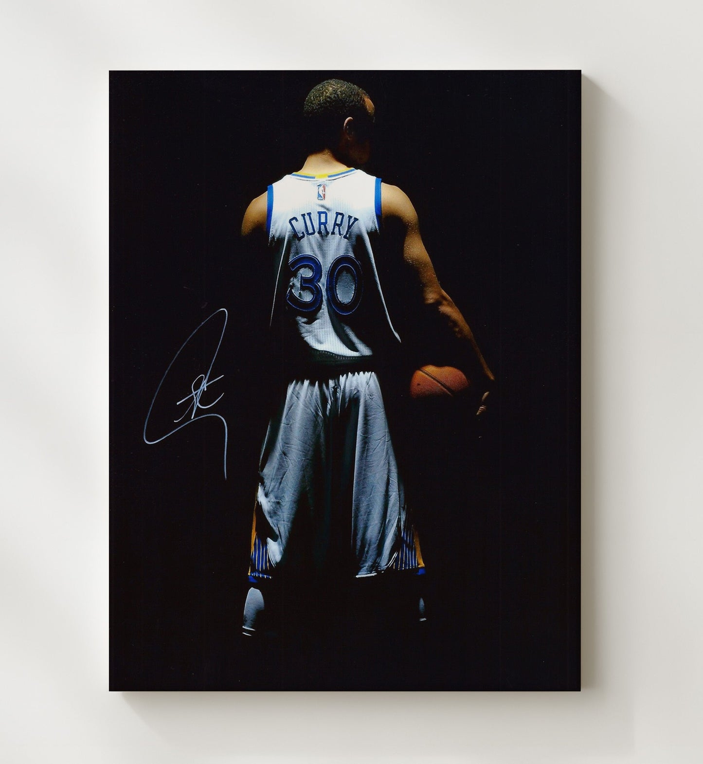 Stephen Curry Golden State Basketball Jersey Shadows Splash King Spotlight Basketball Wall Art 20x24 Canvas basketball wall art print