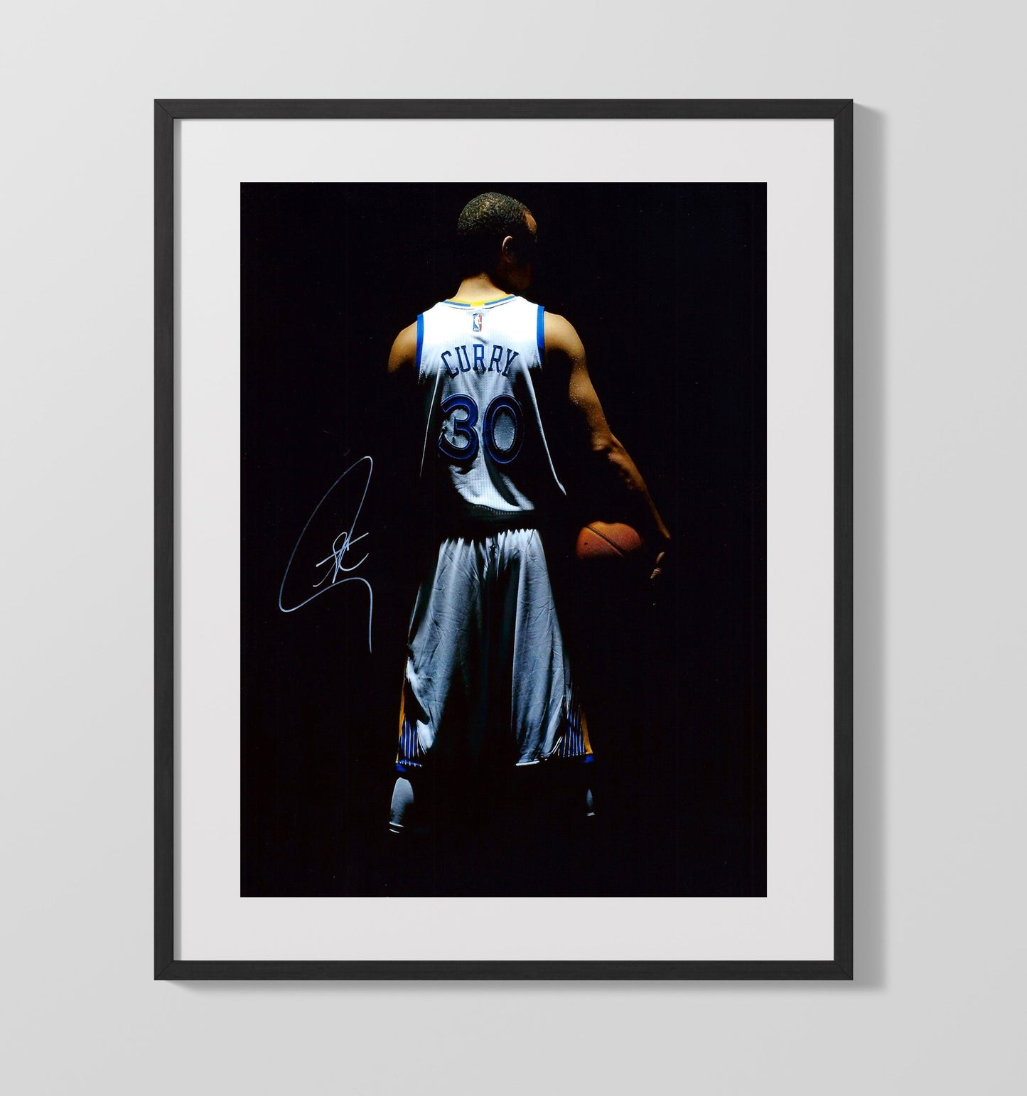 Stephen Curry Golden State Jersey Shadows Splash King Spotlight Basketball Wall Art 16x20 Gallery Frame basketball wall art print