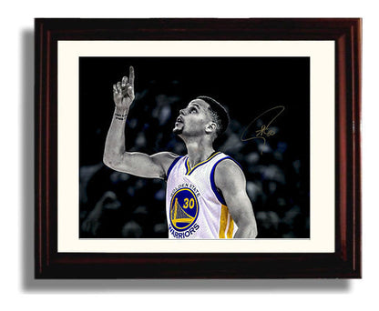 Stephen Curry Record Breaking Game Black and White Basketball Wall Art 8x10 Beveled Frame basketball wall art print