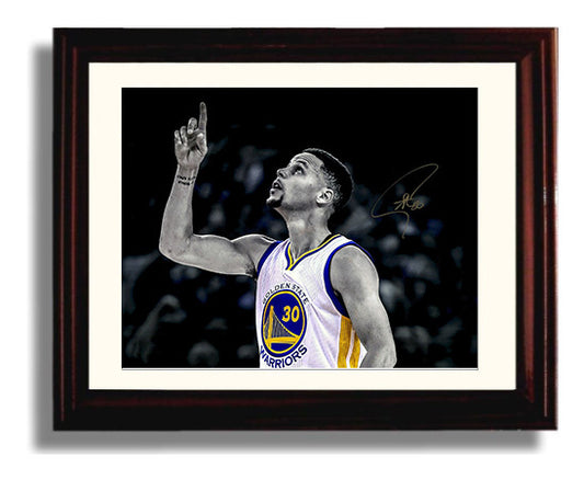 Stephen Curry Record Breaking Game Black and White Basketball Wall Art 8x10 Beveled Frame basketball wall art print