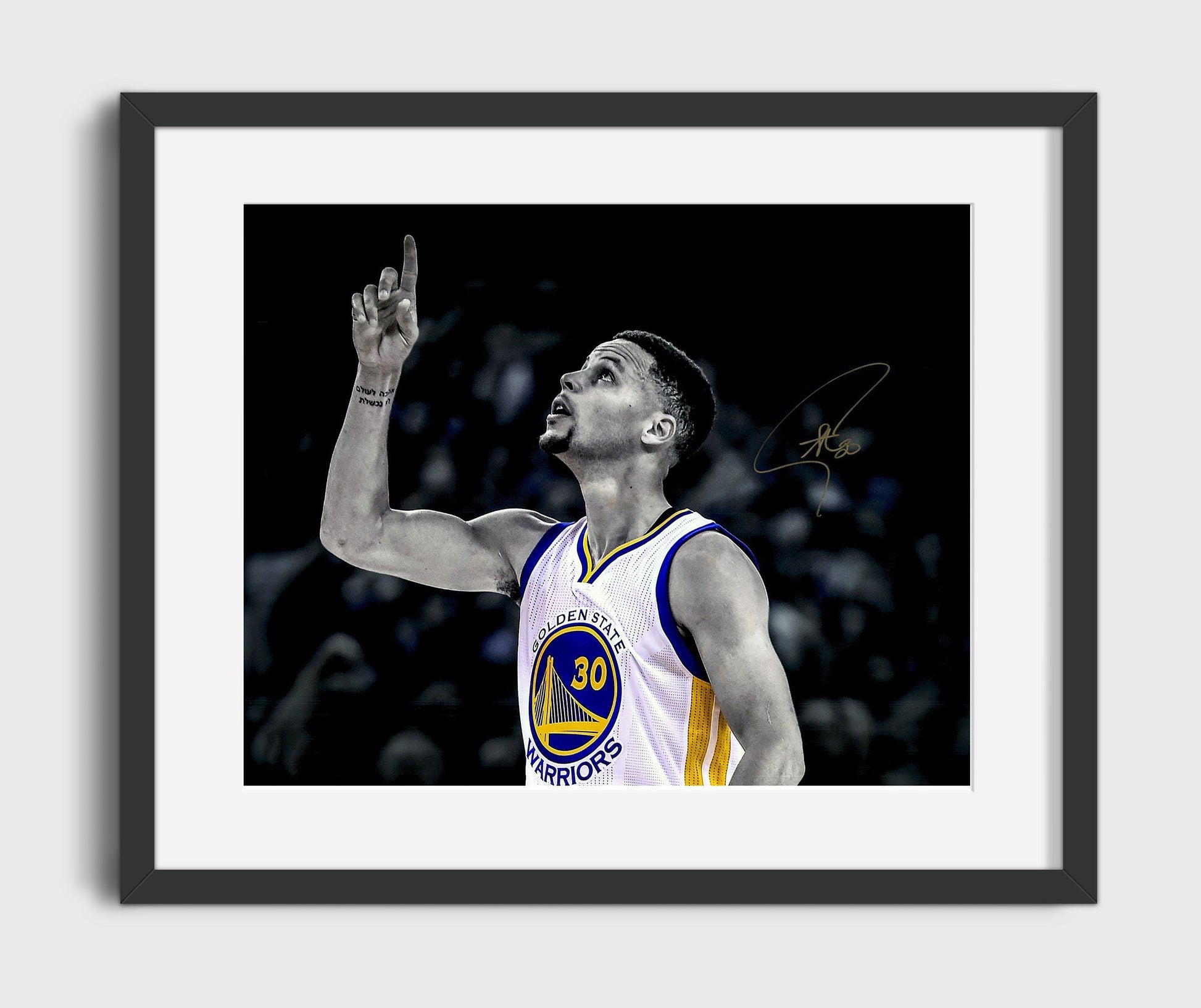 Stephen Curry Record Breaking Game Black and White Basketball Wall Art 16x20 Gallery Frame basketball wall art print