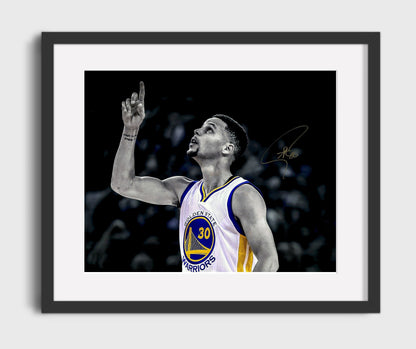 Stephen Curry Record Breaking Game Black and White Basketball Wall Art 16x20 Gallery Frame basketball wall art print