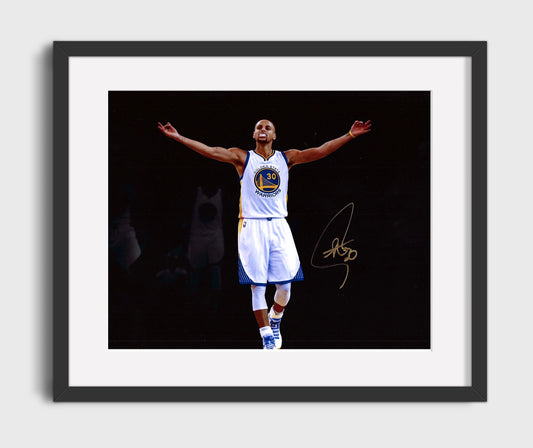 Stephen Curry Warriors Arms Raised Celebration basketball print - 16x20 Gallery Frame wall art
