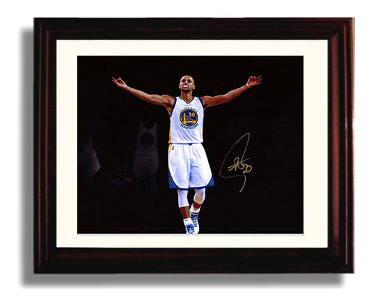 Stephen Curry Warriors Arms Raised Celebration Basketball Wall Art 8x10 Beveled Frame basketball wall art print