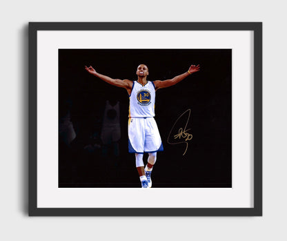 Stephen Curry Warriors Arms Raised Celebration Basketball Wall Art 16x20 Gallery Frame basketball wall art print