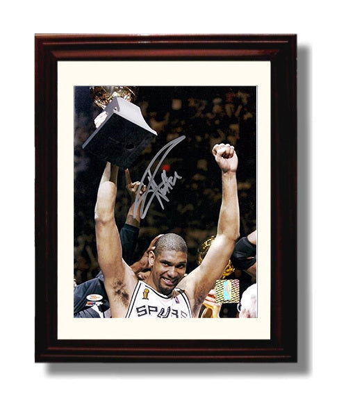 Tim Duncan San Antonio Trophy Celebration Finals Glory Spotlight Basketball Wall Art 8x10 Beveled Frame basketball wall art print