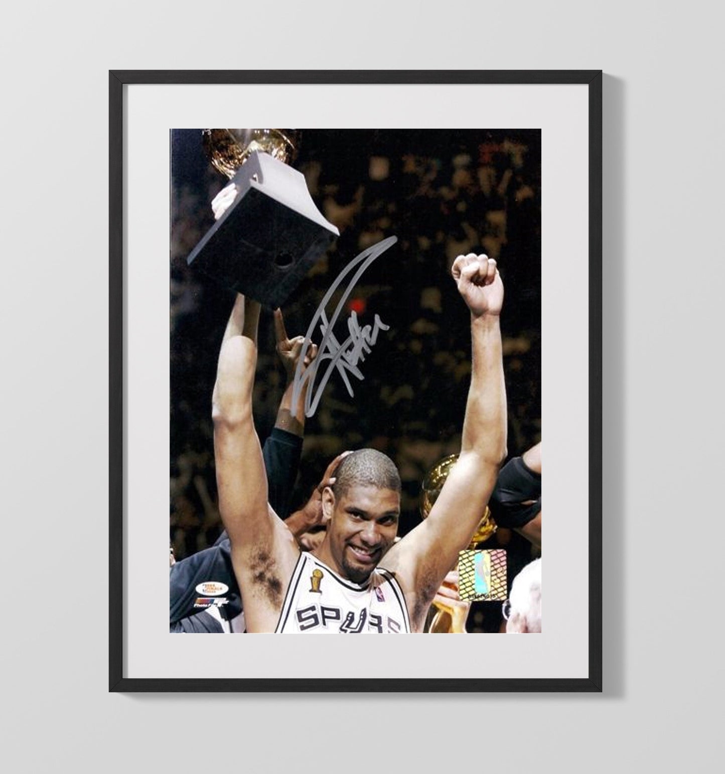 Tim Duncan San Antonio Basketball Trophy Celebration Finals Glory Spotlight Basketball Wall Art 16x20 Gallery Frame basketball wall art print