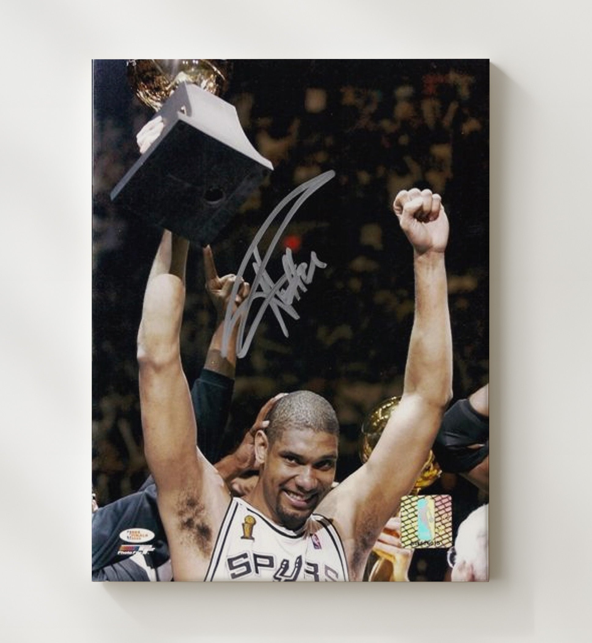Tim Duncan San Antonio Basketball Trophy Celebration Finals Glory Spotlight Basketball Wall Art 20x24 Canvas basketball wall art print