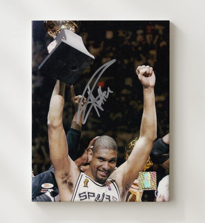 Tim Duncan San Antonio Basketball Trophy Celebration Finals Glory Spotlight Basketball Wall Art 20x24 Canvas basketball wall art print