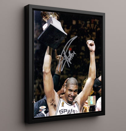 Tim Duncan San Antonio Basketball Trophy Celebration Finals Glory Spotlight Basketball Wall Art 16x20 Framed Canvas basketball wall art print