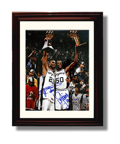Tim Duncan and David Robinson San Antonio Championship Twin Towers Triumph Spotlight Basketball Wall Art 8x10 Beveled Frame basketball wall art print