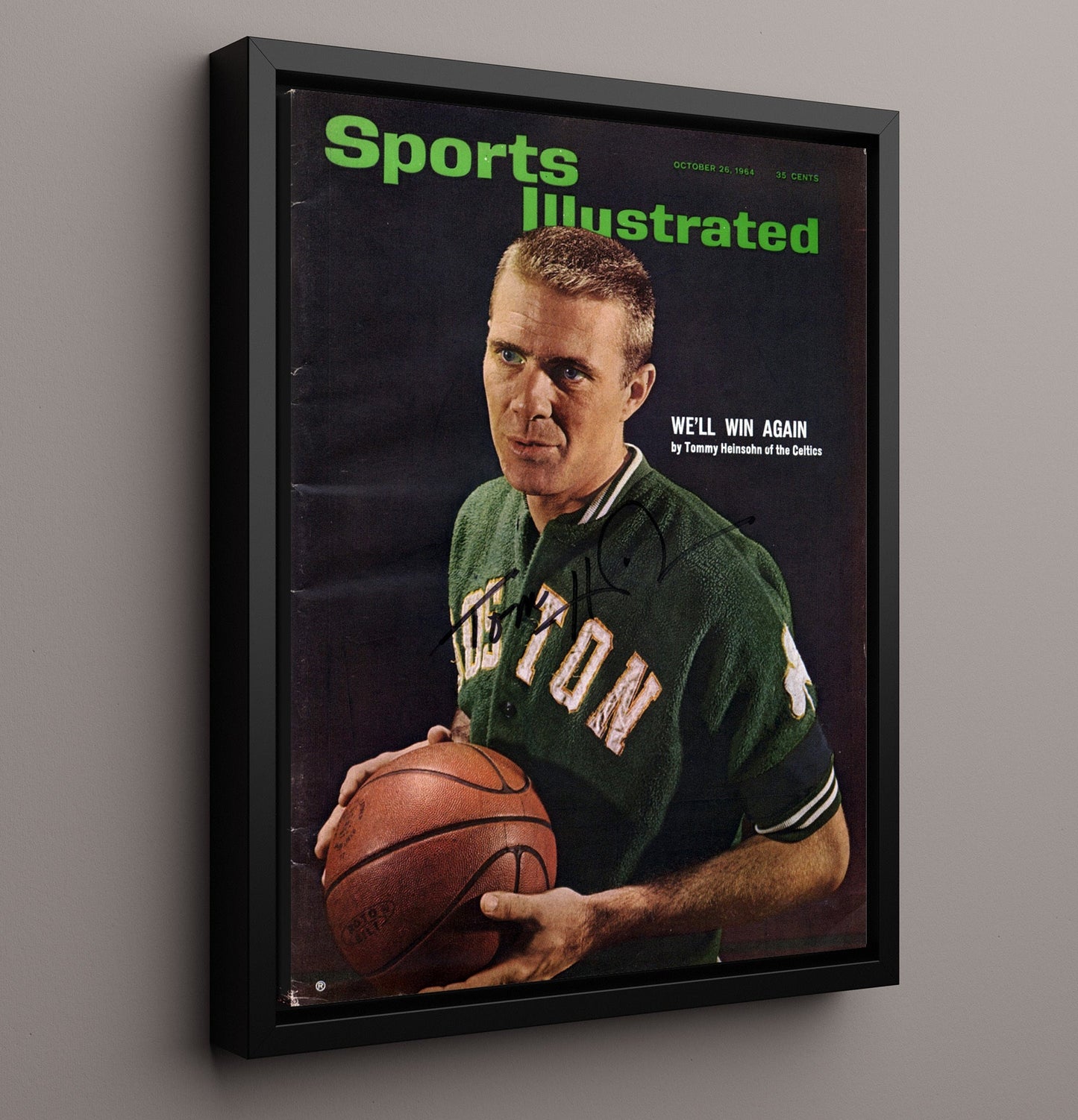 Tom Heinsohn Boston Dynasty Guard Championship Season SI Cover October 1964 Basketball Wall Art 16x20 Framed Canvas basketball wall art print