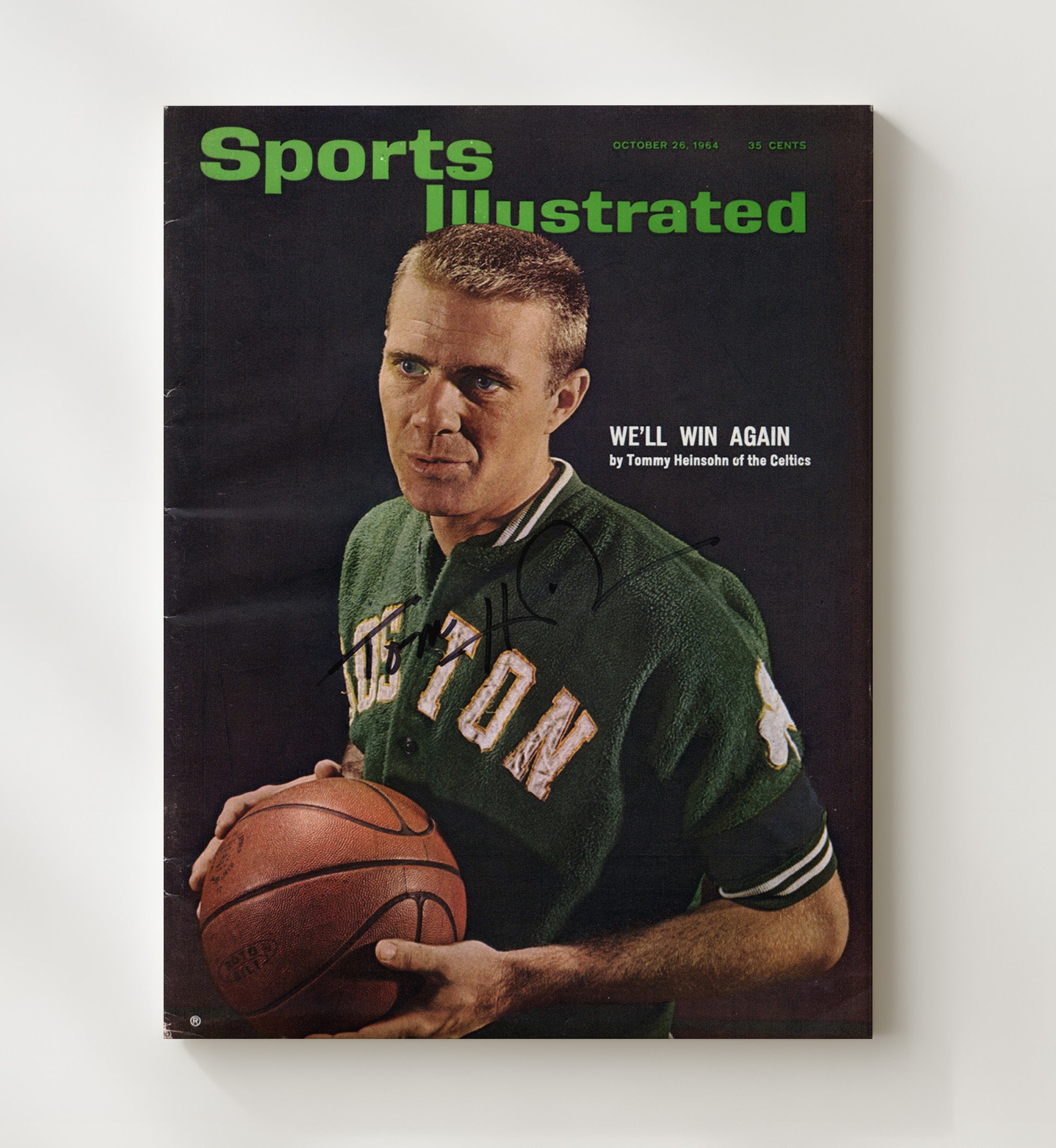 Tom Heinsohn Boston Dynasty Guard Championship Season SI Cover October 1964 Basketball Wall Art 20x24 Canvas basketball wall art print