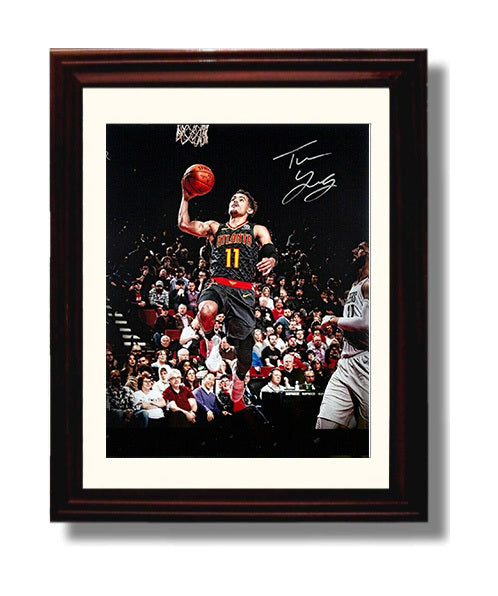 Trae Young Atlanta Basketball Driving Layup Spotlight Basketball Wall Art 8x10 Beveled Frame basketball wall art print