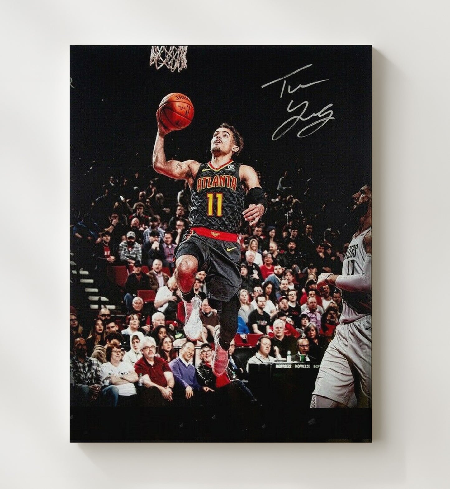 Trae Young Atlanta Basketball Driving Layup Spotlight basketball print - 20x24 Canvas wall art