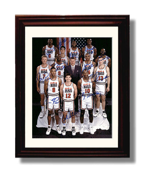 USA Dream Team Barcelona Olympic Portrait 1992 SI Feature Basketball Wall Art 8x10 Beveled Frame basketball wall art print