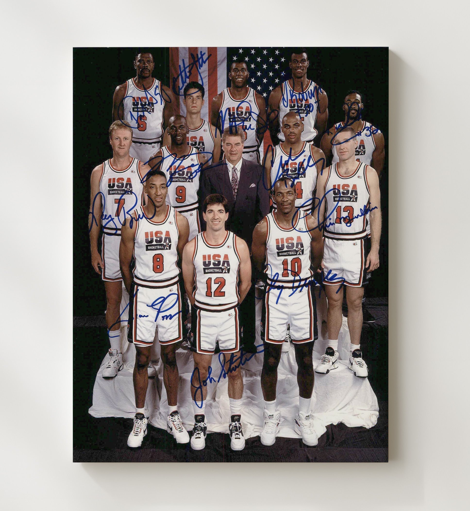 USA Dream Team Barcelona Olympic Portrait 1992 SI Feature Basketball Wall Art 20x24 Canvas basketball wall art print