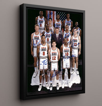 USA Dream Team Barcelona Olympic Portrait 1992 SI Feature Basketball Wall Art 16x20 Framed Canvas basketball wall art print