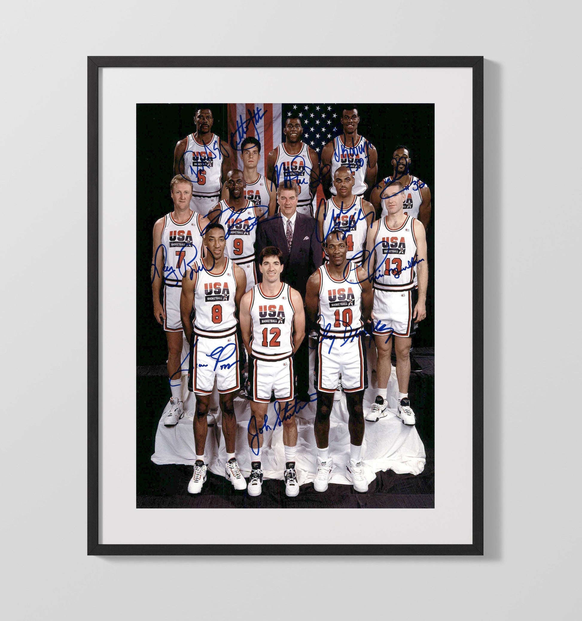 USA Dream Team Barcelona Olympic Portrait 1992 SI Feature Basketball Wall Art 16x20 Gallery Frame basketball wall art print