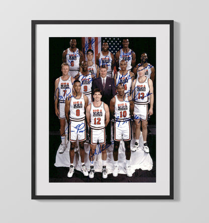 USA Dream Team Barcelona Olympic Portrait 1992 SI Feature Basketball Wall Art 16x20 Gallery Frame basketball wall art print