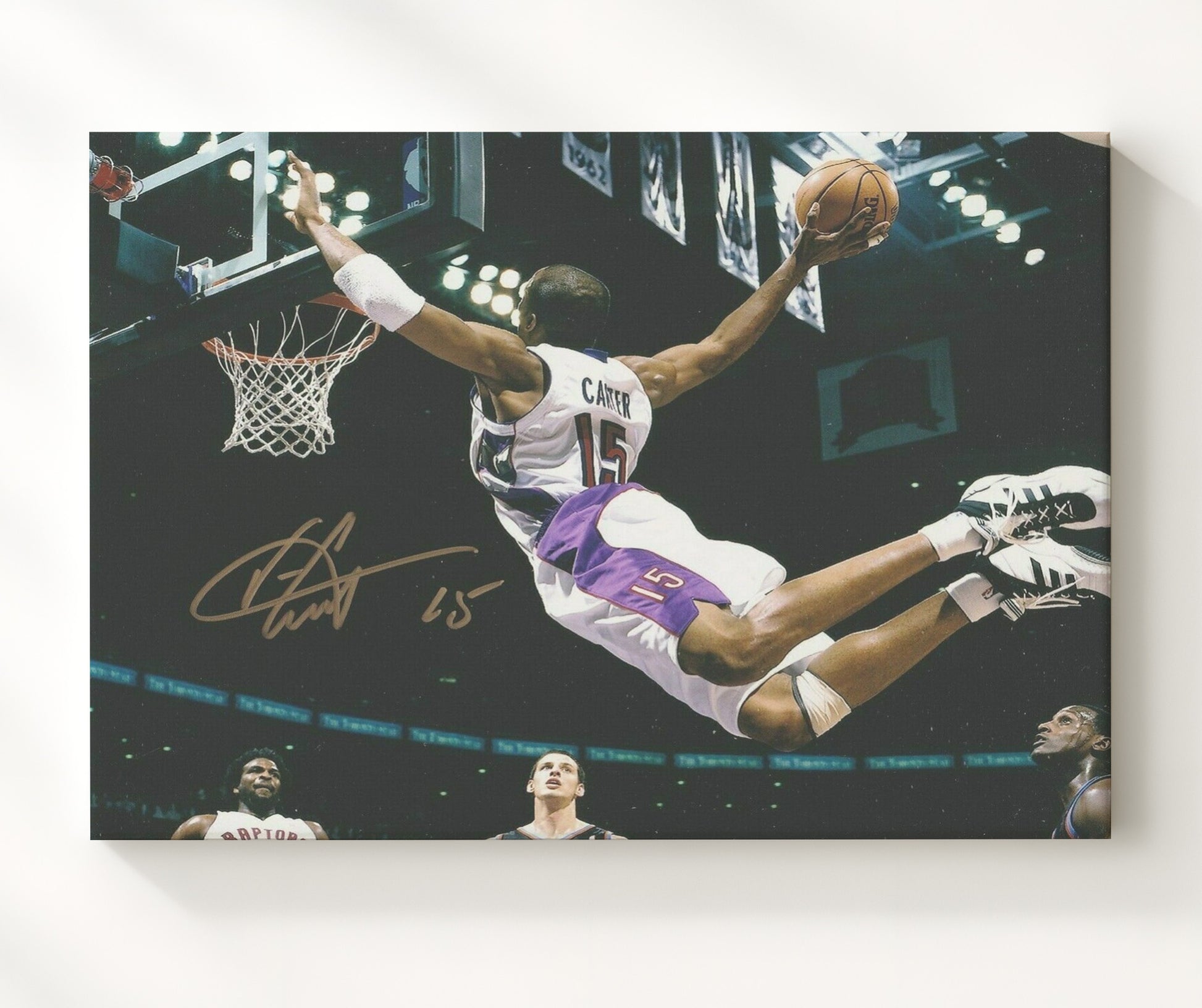 Vince Carter Raptors Dunk Air Canada Soars basketball print - 20x24 Canvas wall art