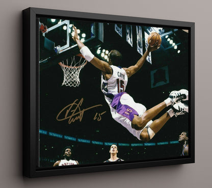 Vince Carter Raptors Dunk Air Canada Soars Basketball Wall Art 16x20 Framed Canvas basketball wall art print