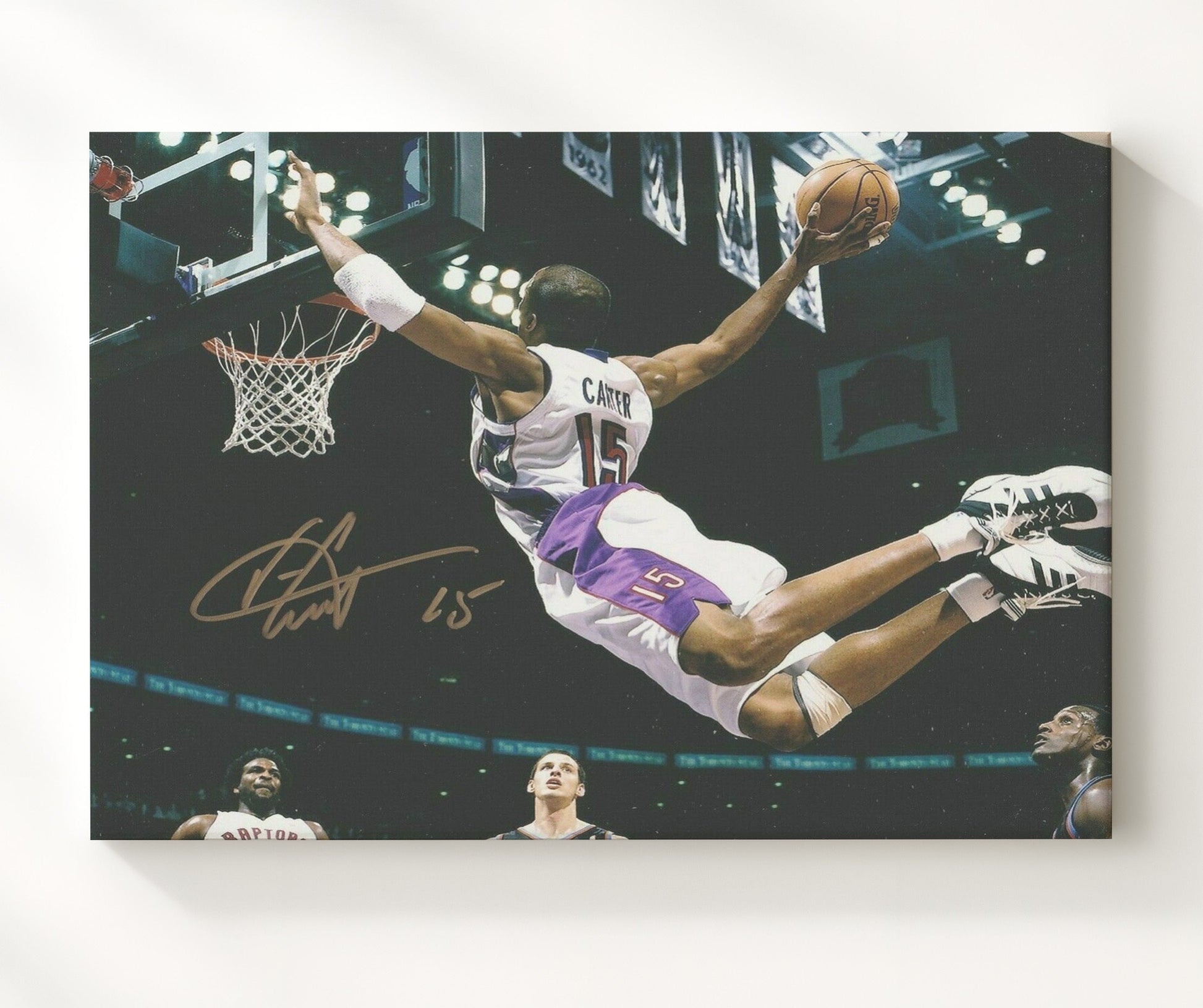 Vince Carter Raptors Dunk Air Canada Soars Basketball Wall Art 20x24 Canvas basketball wall art print