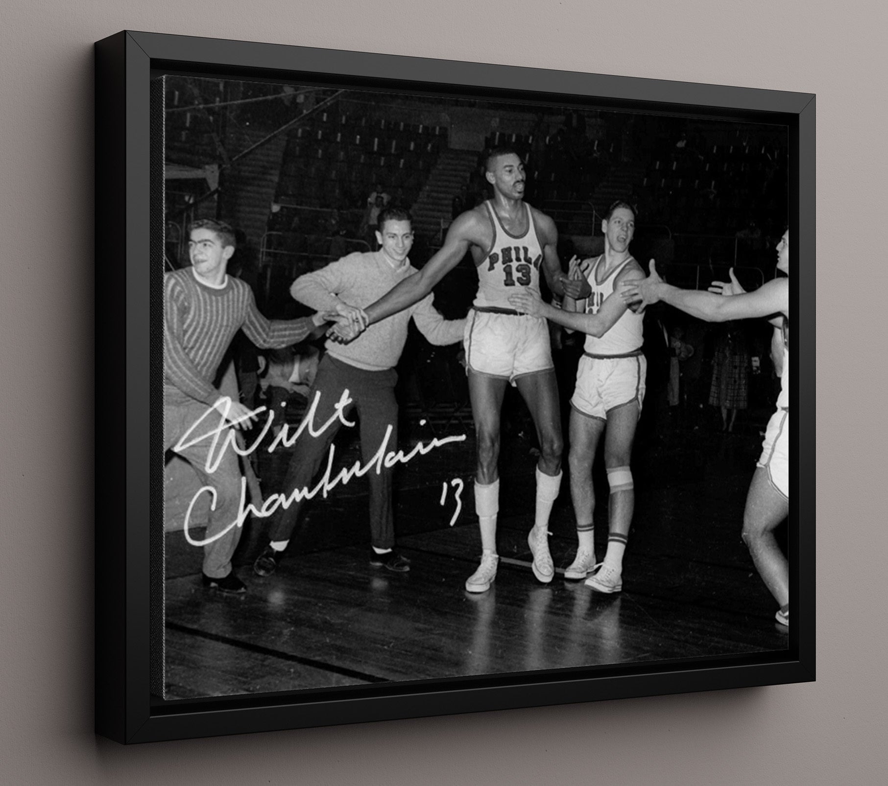 Wilt Chamberlain 100 Point Game Unstoppable Record basketball print - 16x20 Framed Canvas wall art