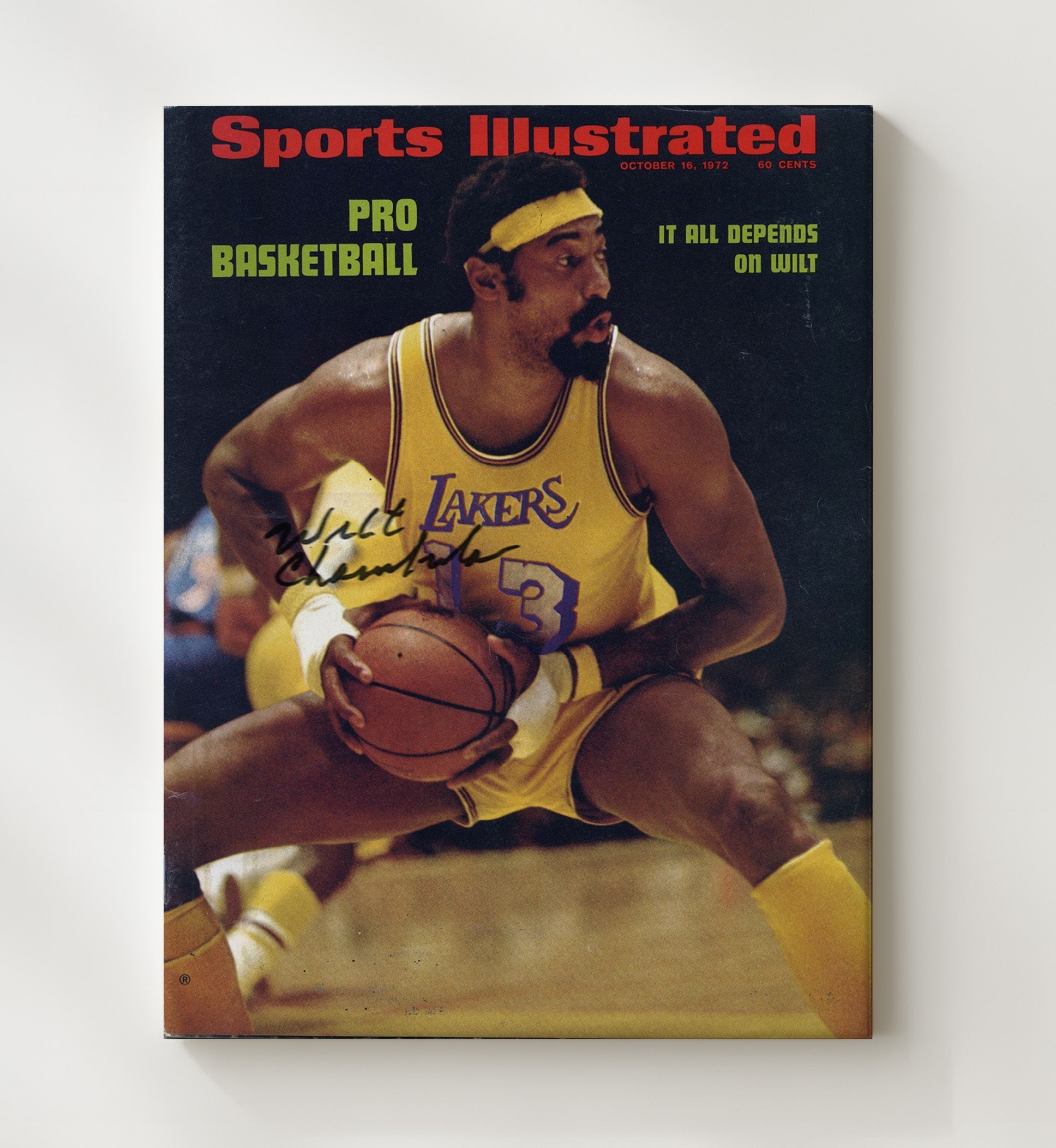 Wilt Chamberlain Los Angeles It All Depends on Wilt Feature SI Cover October 1972 basketball print - 20x24 Canvas wall art