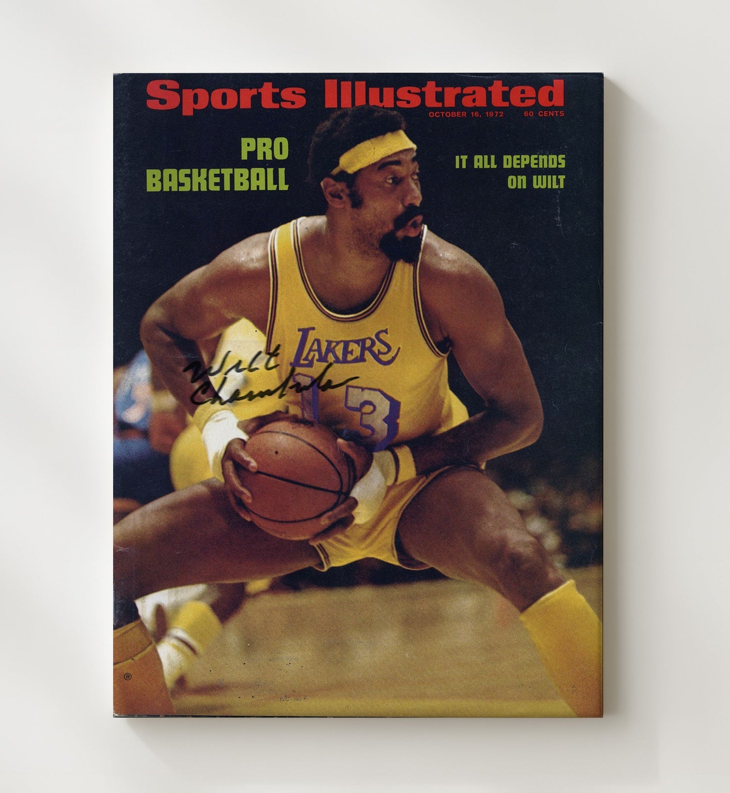 Wilt Chamberlain Los Angeles It All Depends on Wilt Feature SI Cover October 1972 Basketball Wall Art 20x24 Canvas basketball wall art print