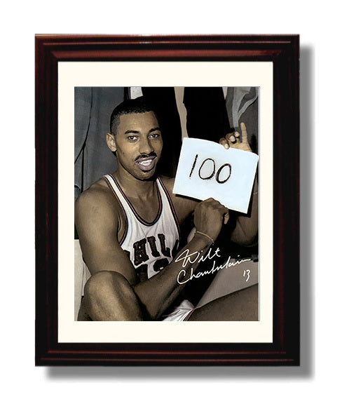 Wilt Chamberlain Philadelphia Basketball 100 Point Game Immortal Night Spotlight Basketball Wall Art 8x10 Beveled Frame basketball wall art print