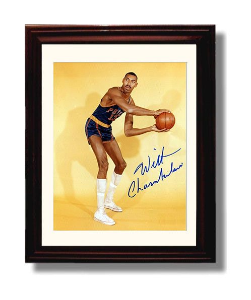 Wilt Chamberlain Philadelphia Basketball Vintage Studio Pose Towering Legend Spotlight Basketball Wall Art 8x10 Beveled Frame basketball wall art print