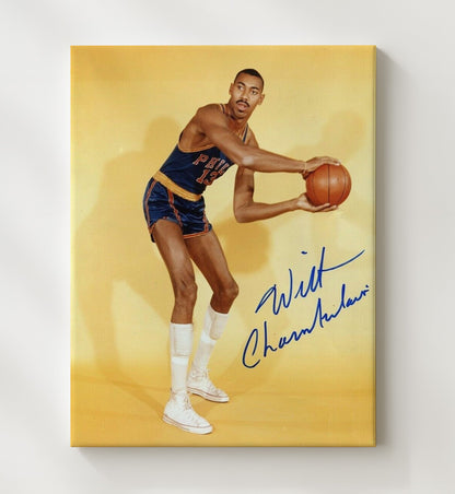Wilt Chamberlain Philadelphia Basketball Vintage Studio Pose Towering Legend Spotlight Basketball Wall Art 20x24 Canvas basketball wall art print